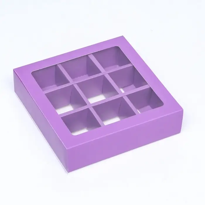 Коробка для 9 конфет, сиреневый, 13.5&times;13.5&times;3.5 см