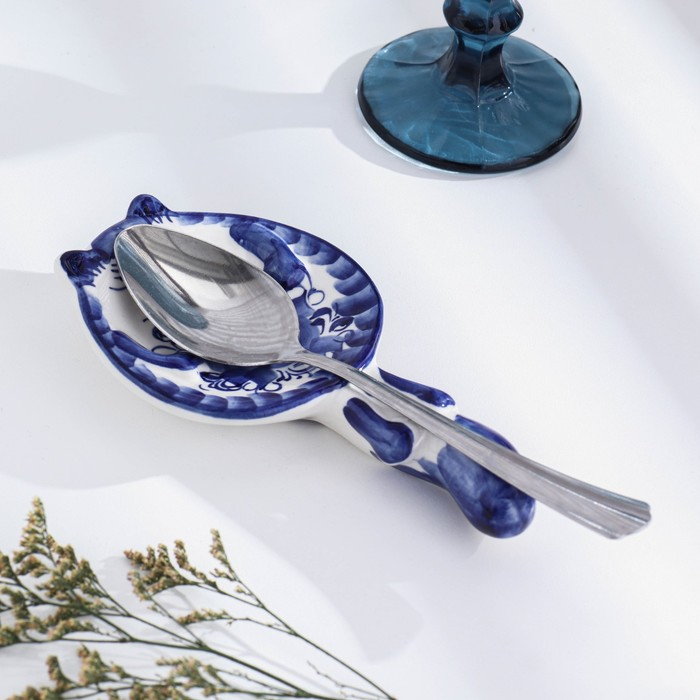 Подставка под ложку «Кот», гжель Подставка под ложку «Кот», гжель