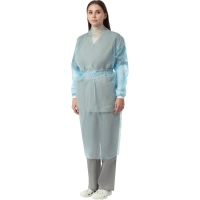 Халат н/с , на завязк, рук.манж, дл.110см, XL, пл 25, голуб, 10 шт/уп