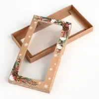 Коробка для шоколада «Еловые веточки», с окном, 9.4 х 1.7 х 18.4 см
