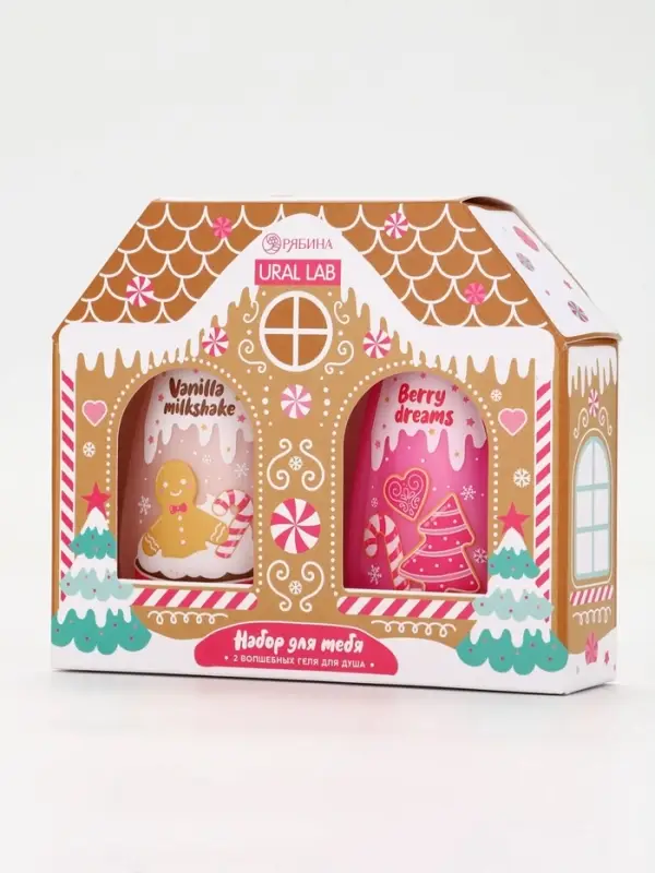 Гель для душа «С Новым годом», vanilla milkshake, набор 2 шт х 200 мл, URAL LAB