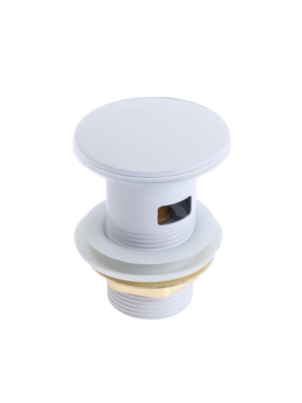 Донный клапан ZEIN engr, большая кнопка, без перелива, нержавеющая сталь, белый Донный клапан ZEIN engr, большая кнопка, без перелива, нержавеющая сталь, белый