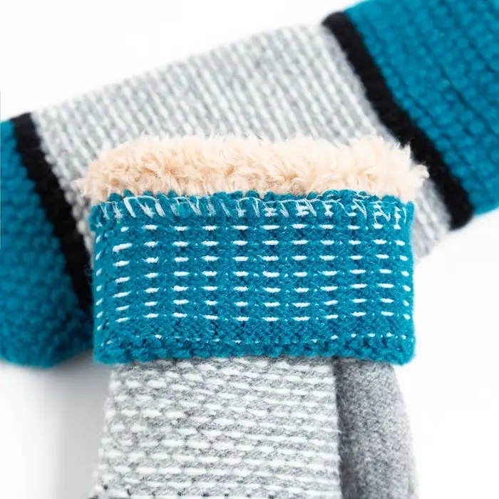 Варежки детские, цвет серый/бирюзовый, размер 16 (8-10 лет) Варежки детские, цвет серый/бирюзовый, размер 16 (8-10 лет)