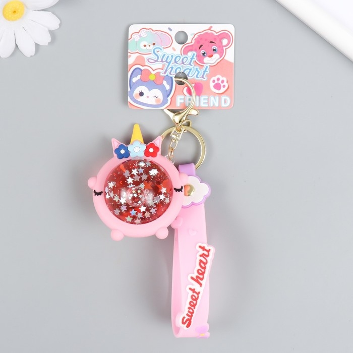 Брелок резина  Брелок резина "Шарик-единорожка" с браслетом и карабином, розовый 4х6х7,4 см