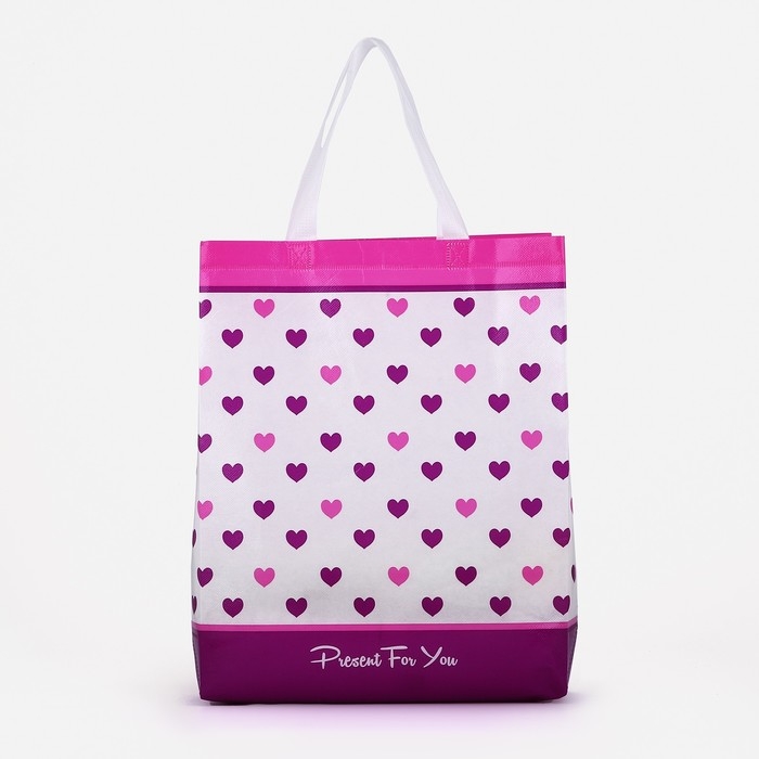 Сумка хозяйственная без застёжки, цвет белый/фиолетовый Сумка хозяйственная без застёжки, цвет белый/фиолетовый