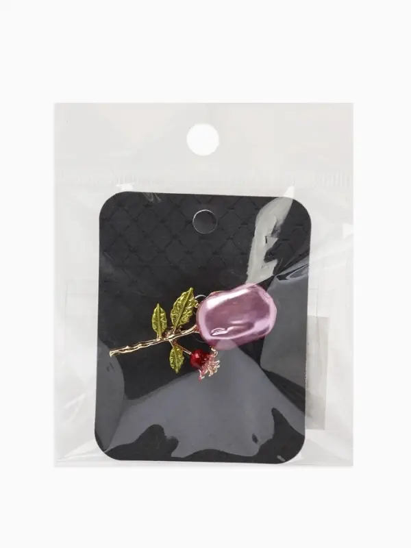 Брошь &laquo;Цветок&raquo; роза, жемчуг, цвет розовый в золоте