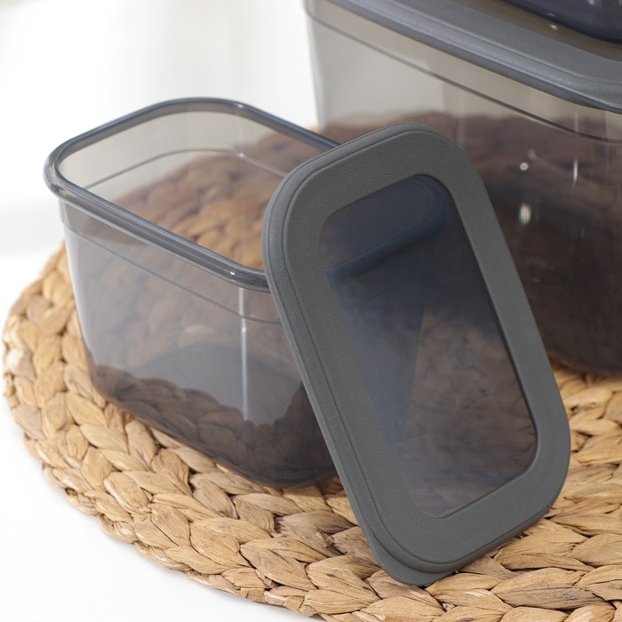 Набор ёмкостей для сыпучих продуктов «Респект», 3 шт, 0,8 л, 1,3 л, 2,3 л, прозрачные, крышка серая