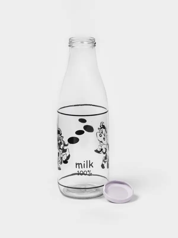 Бутыль для молока Доляна &laquo;Коровушка&raquo;, 1 л, 8.5&times;25 см, стекло