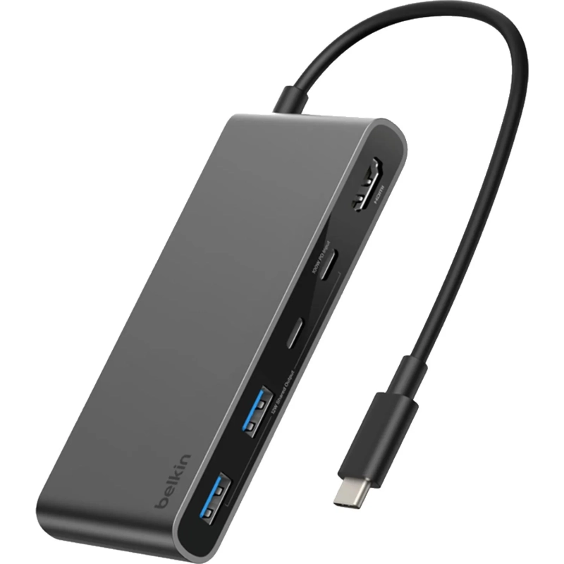 Разветвитель USB Belkin (AVC023hqSGY)хаб 7в1 4K@60Hz 100W сер.косм