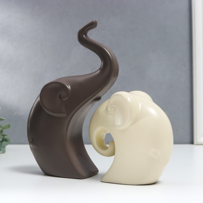 Сувенир керамика Сувенир керамика "Два слона" матовый набор 2 шт 12х12 22х13 см МИКС