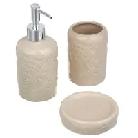 VETTA Дозатор для жидкого мыла, керамика, 17x7,5x7,5 см, листья, беж