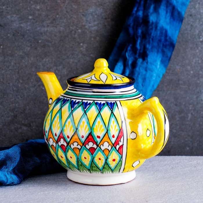 Чайник Риштанская Керамика Чайник Риштанская Керамика "Узоры", 1000 мл, желтый