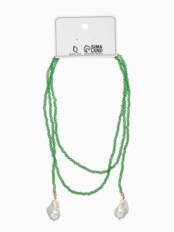 Бусы бисерные с подвесами жемчуг &laquo;Нить стекла&raquo;, L=120 см, №2, зелёные
