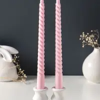 Набор свечей витых 25 см, 2 шт., 57 г, 5 ч, пастельно-розовый