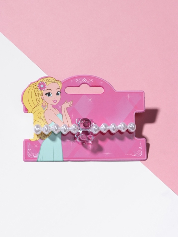 Браслет детский «Выбражулька» мармеладный мишка, жемчуг, белый с голубым Браслет детский «Выбражулька» мармеладный мишка, жемчуг, белый с голубым