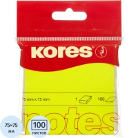 Стикеры Kores бум.для зам. 75х75 неоновая желтая 100л. '47076/47093