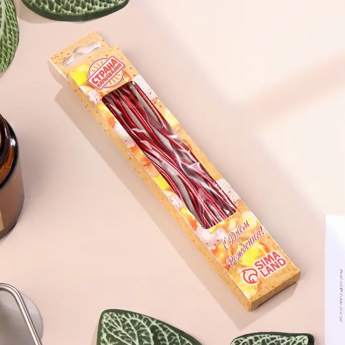 Свечи для торта витые «Серпантин» 6 шт., коктейльные, рубиновые Свечи для торта витые «Серпантин» 6 шт., коктейльные, рубиновые