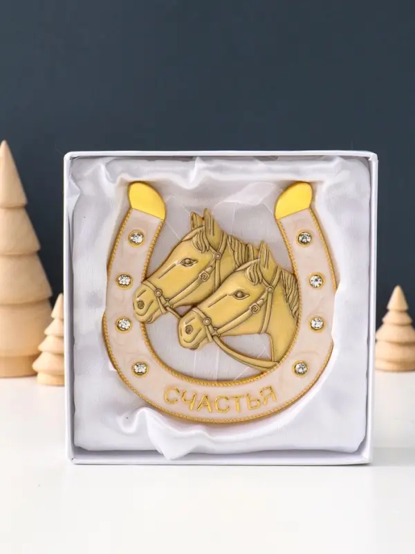 Сувенир-подкова «Счастья»,10,5х10,5х0,05см,  эмаль, стразы