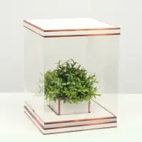 Коробка для цветов с вазой и PVC окнами складная, бронза, 23&times;30&times;23 см