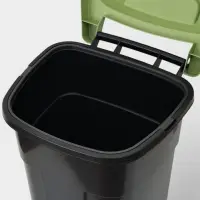 Мусорный бак с крышкой &laquo;Садовый&raquo;, 65 л, на колёсиках, чёрный, зелёный