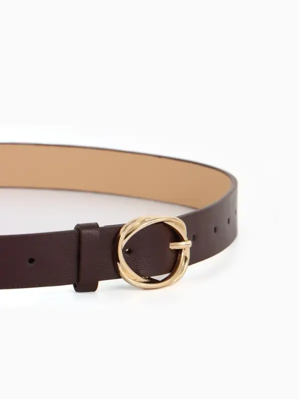 Ремень жен 05-01-01-01, Июнь2510, 2,9*0,3*110 см, без винта, пряж золото, 1 прокол, корич