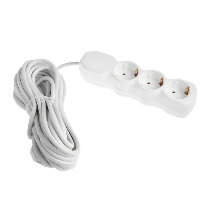 Удлинитель сетевой Luazon Lighting ECO, 3 розетки, 10 м, 16 А, 3500 Вт, заземление, белый