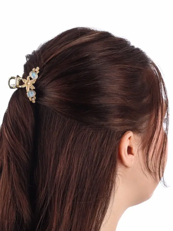 Крабик для волос &laquo;Хлоя галант&raquo;, цветы, 4 см, золотистый