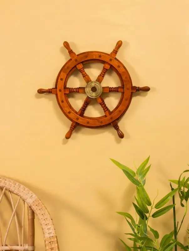 Штурвал декоративный 40х40х4 см, дерево Штурвал декоративный 40х40х4 см, дерево