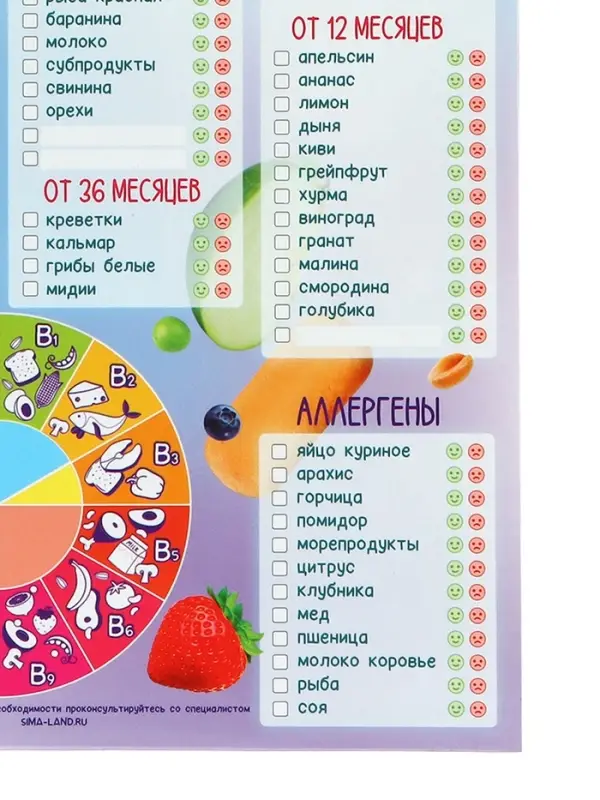 Магнитный трекер ввода прикорма по месяцам для малышей и маркер, на магните