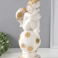 Фигура гипс &laquo;Ангел на шаре&raquo;, белый, 14&times;15&times;40 см