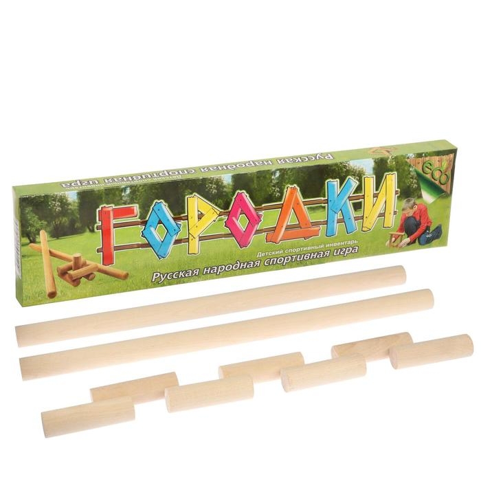 Игра  Игра "Городки", биты 2 шт 49х2.5 см, городки 10 шт 9х2.5 см