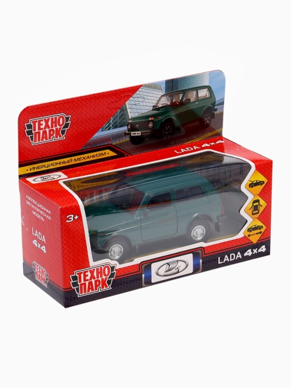 Машина металлическая «LADA 4x4», открываются двери, багажник, инерция, 12 см, зелёный