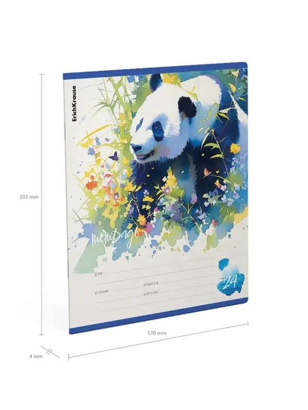 Тетрадь 24 листа в линейку ErichKrause Flower Panda, 60 г/м&sup2;, обложка мелованный картон, МИКС