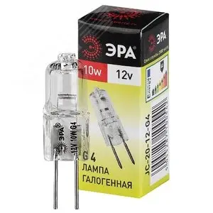 Лампа накаливания галогенная G4-JC-10W-12V (галоген, капсула, 10Вт, нейтр, G4) (100/1000/35000)