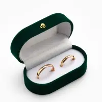 Футляр бархатный под серьги/ кольца/запонки, &laquo;Овал вытянутый&raquo; 7.5&times;4, цвет зелёный, вставка белая