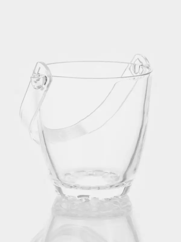 Ведро для льда с ручкой и щипцами Paşabah&ccedil;e Sylvana, 0.83 л, d=13 см, стекло, прозрачное