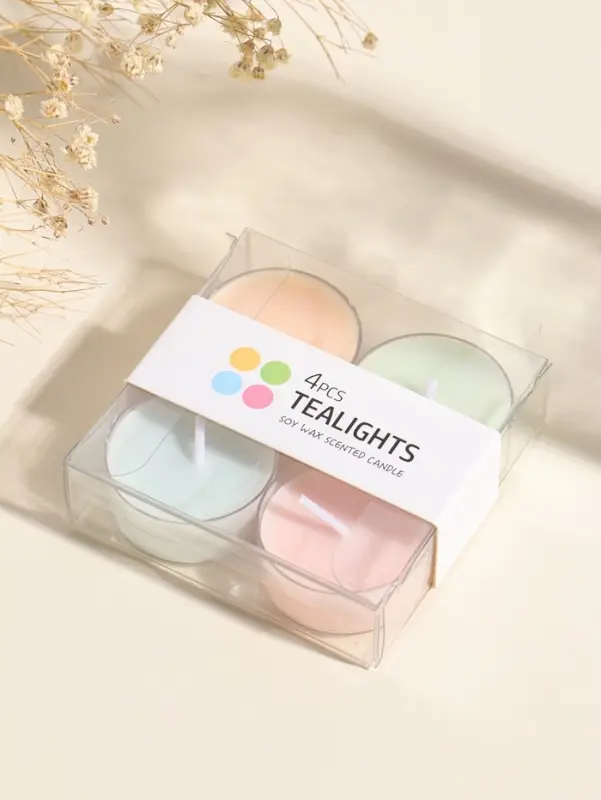 Набор чайных свечей ароматических "Конфетный цвет" 4 шт, 8х8х2,3 см