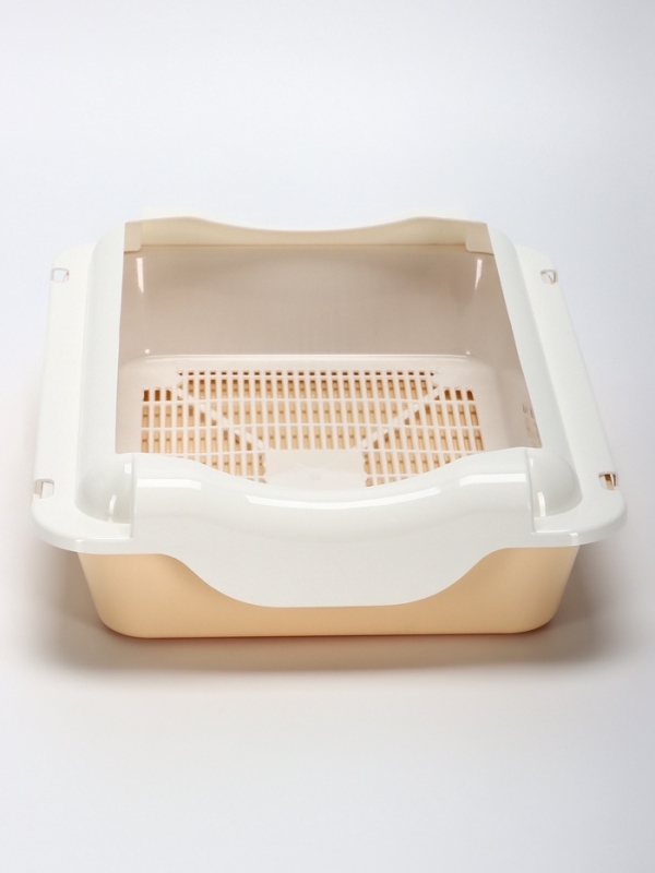 Туалет средний с бортом и сеткой 36 х 26 х 9, см, лоток бежевый, сетка и борт белые Туалет средний с бортом и сеткой 36 х 26 х 9, см, лоток бежевый, сетка и борт белые