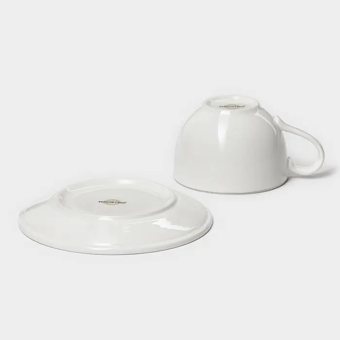 Чайная пара фарфоровая Magistro La Perle, 2 предмета: чашка 230 мл, блюдце d=15 см, цвет белый Чайная пара фарфоровая Magistro La Perle, 2 предмета: чашка 230 мл, блюдце d=15 см, цвет белый