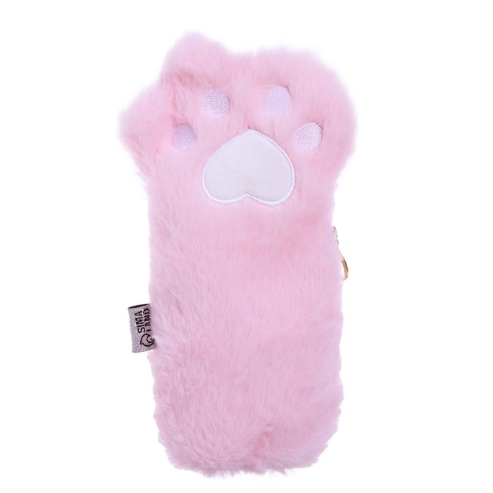 Пенал мягкий 1 отделение, 120 х 230 мм, плоский, меховой, Calligrata Пенал мягкий 1 отделение, 120 х 230 мм, плоский, меховой, Calligrata "Кошачья лапка" розовый