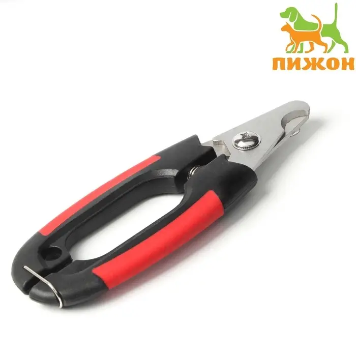 Когтерез боковой малый, с закругленными резиновыми ручками, отверстие 8 мм, чёрный, красный
