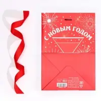 Пакет подарочный новогодний с лентой «Бокал», 13 х 19 х 9 см Пакет подарочный новогодний с лентой «Бокал», 13 х 19 х 9 см