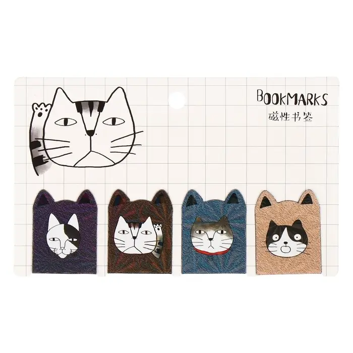 Набор магнитных закладок для книг Calligrata 4 штуки, Набор магнитных закладок для книг Calligrata 4 штуки, "Кошки", МИКС
