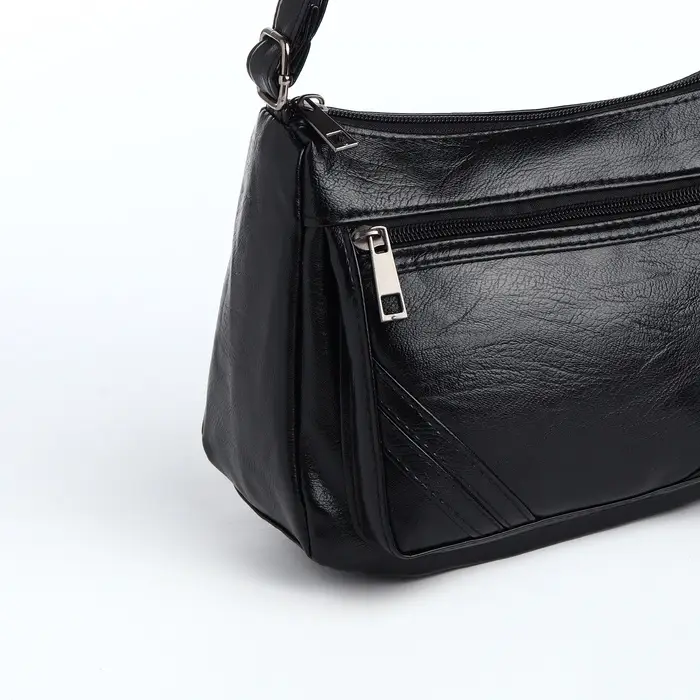 Сумка женская, кросс-боди, средний размер, на молнии, 20&times;8.5&times;15 см, чёрная