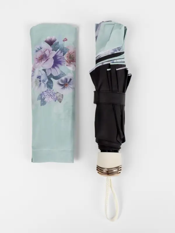 Зонт механический &laquo;Фиалки&raquo;, эпонж, 4 сложения, 8 спиц, R=47/55 см, d=94 см, МИКС