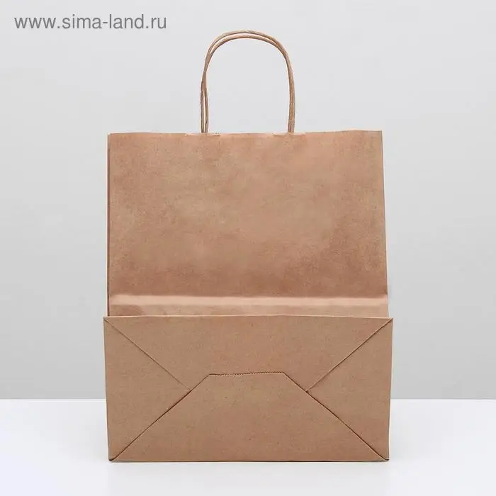 Пакет крафт без печати, круглая ручка 24×14×28 см Пакет крафт без печати, круглая ручка 24×14×28 см