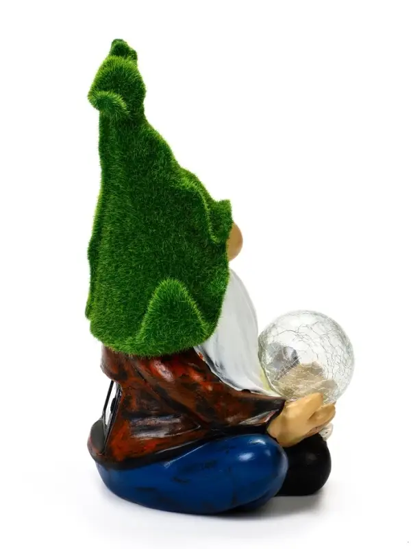 Садовая фигура - фонарь из полистоуна &laquo;Гном предсказатель&raquo;, 16&times;16&times;27 см, Greengo