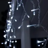 Гирлянда &laquo;Бахрома&raquo; 3&times;0.6 м, IP44, УМС, прозрачная нить, 160 LED, свечение белое, мерцание белым, 220 В