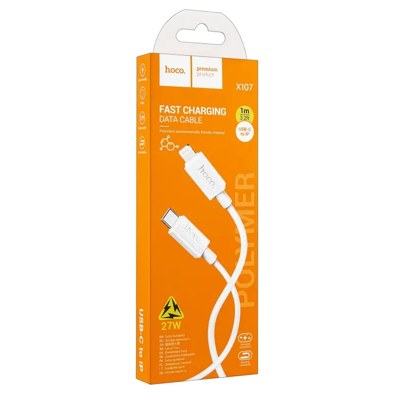 Кабель Type-C на Lightning 1M 27W X107 HOCO белый
