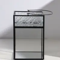 Подсвечник стекло, металл "Следы от листьев" прозрачный 13,5х13х19,4 см